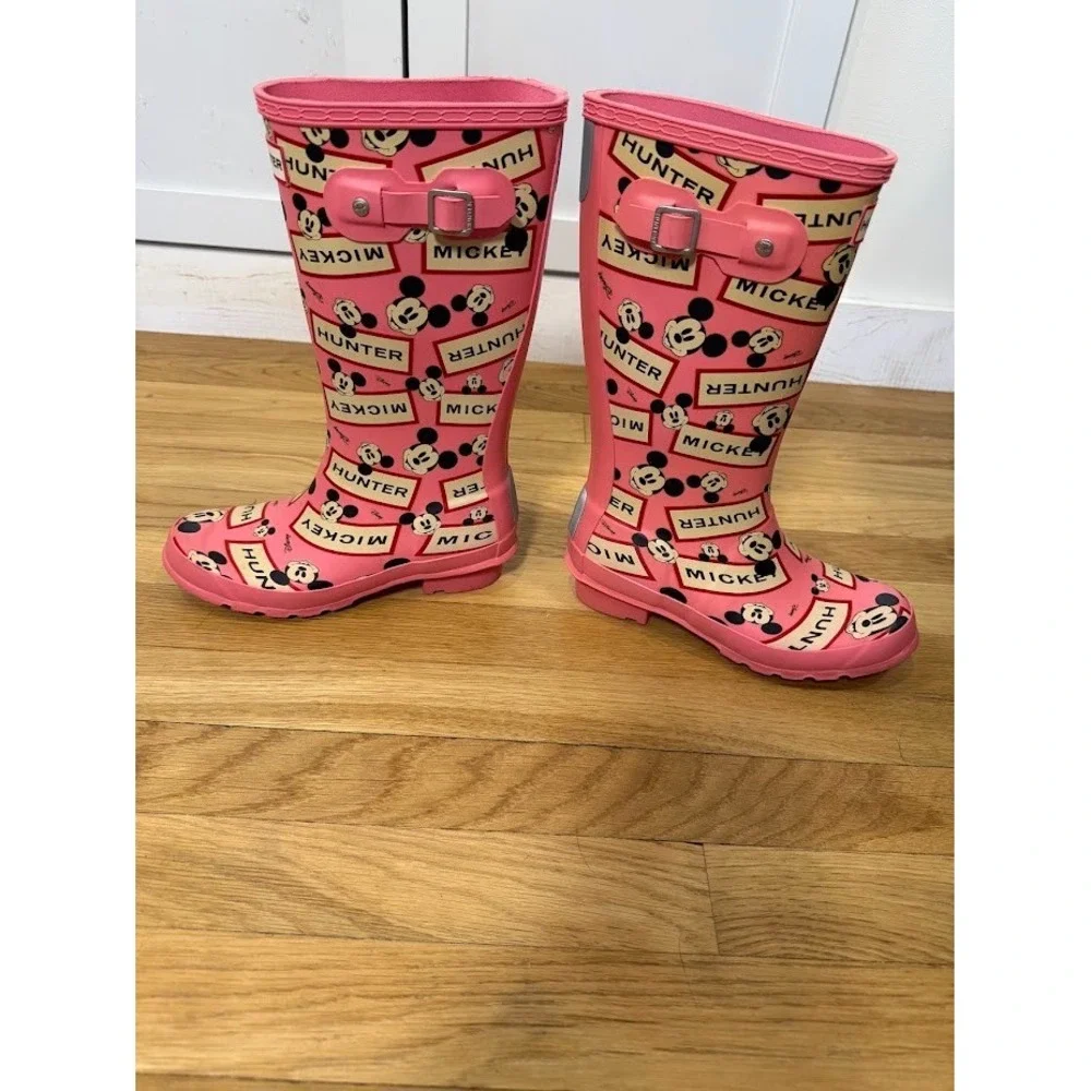 HUNTER DISNEY PRINT PINK RAINBOOTS WELLIES TALL KIDCORE MICKEY HTF DISNEY WORLD